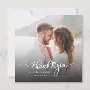 Modern Elegant Wedding Photo Script Thank You Card