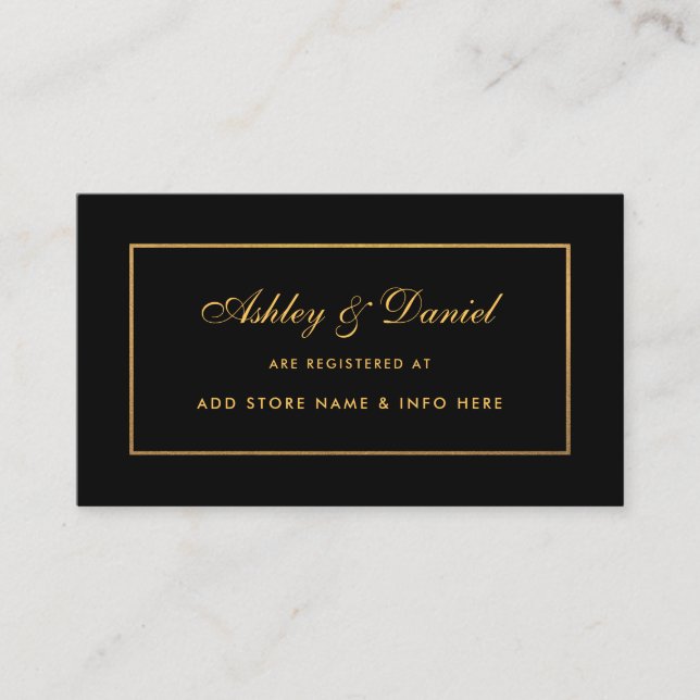 Modern Elegant Wedding Registry Insert Card Blk (Front)