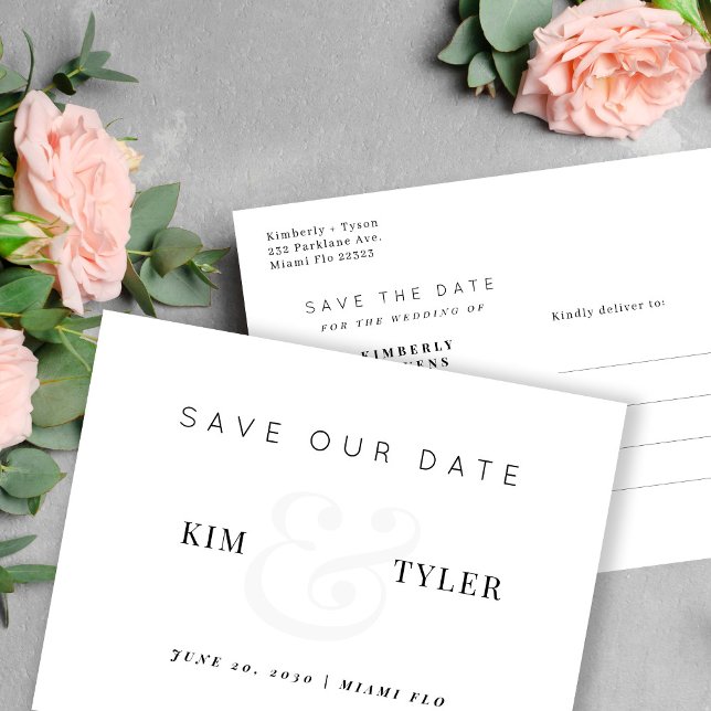 Modern elegant wedding save the date announcement postcard (Creator Uploaded)