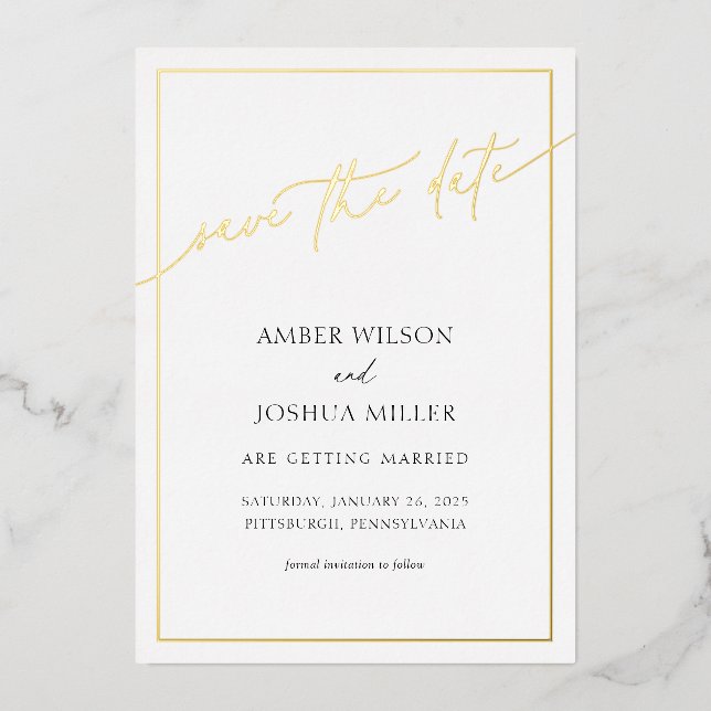 Modern Elegant Wedding Save the Date Foil (Front)