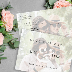 Modern elegant wedding save the date photo announcement postcard