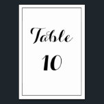 Modern Elegant Wedding Table Number Card<br><div class="desc">A modern elegant wedding table number card to help your guests find their place. This design features an elegant script font for the title, and a simple, clear sans-serif font for the body text. The colours shown are black. These, along with the fonts, can be customized entirely to your liking....</div>