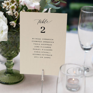 Modern elegant wedding table seating chart card