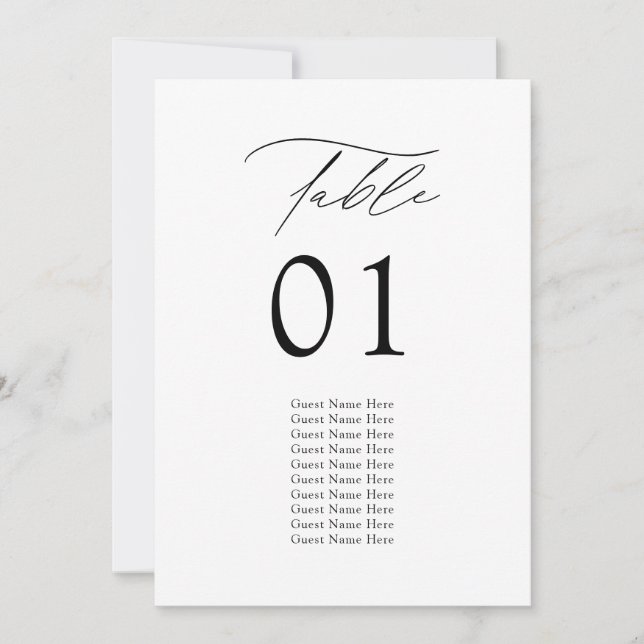 Modern Elegant Wedding Table Seating Chart Cards (Front)