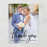 Modern Elegant Wedding Thank You Bride Groom Photo