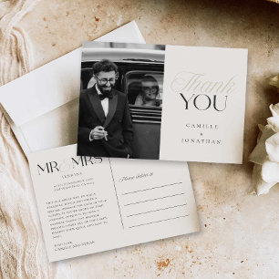 Modern Elegant Wedding Thank you Postcard