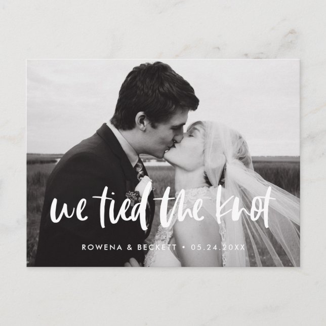 Modern elegant wedding We tied the knot photo Postcard (Front)