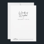 Modern Elegant Wedding Words of Wisdom   Advice Card<br><div class="desc">This modern elegant wedding words of wisdom advice card is perfect for a rustic wedding. The simple and elegant design features classic and fancy script typography in black and white. These cards are perfect for a wedding, bridal shower, baby shower, graduation party & more. Personalize the cards with the names...</div>