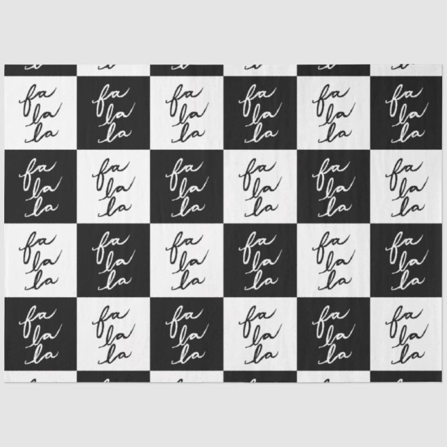 Modern Elegant White and Black Fa La La Christmas Tissue Paper (Front)