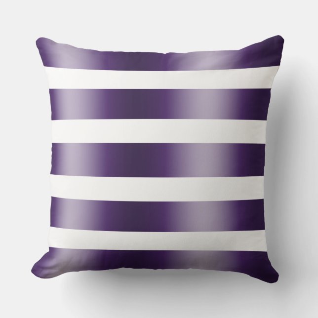 Modern Elegant White And Deep-Purple Stripes Throw Pillow (Front)