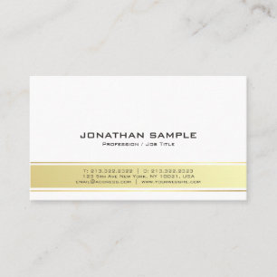 Modern Elegant White and Gold Professional Matte Business Card