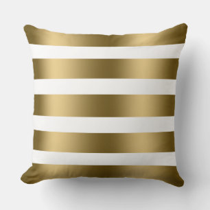 Modern Elegant White And Gold Stripes Throw Pillow