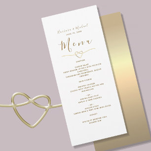Modern Elegant White and Gold Wedding Menu