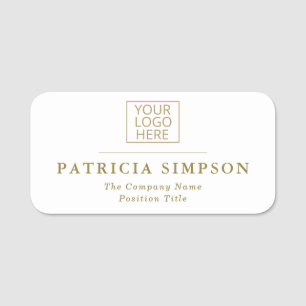 Modern Elegant White and Gold: Your Logo, Title, Name Tag