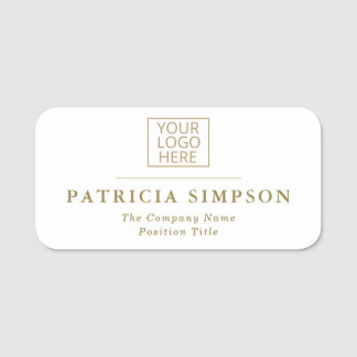 Modern Elegant White and Gold: Your Logo, Title, Name Tag