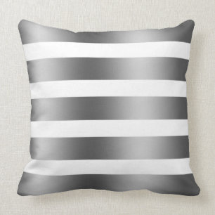 Modern Elegant White And Silver Grey Stripes Throw Pillow