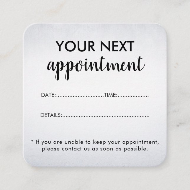 Modern Elegant White Beauty Salon Appointment Card (Front)