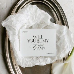 Modern Elegant White Best Man Proposal Card