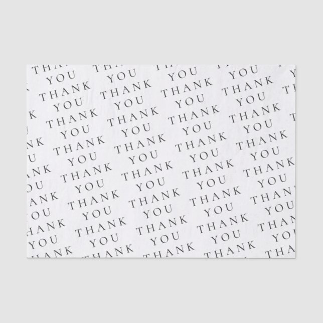 Modern Elegant White Black Thank You Custom  Tissue Paper (Front)