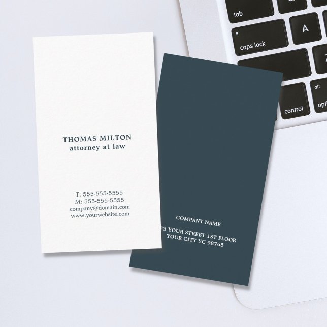 Modern Elegant White Blue Attorney Business Card (Creator Uploaded)
