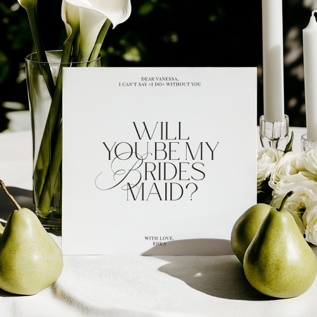 Modern Elegant White Bridesmaid Proposal Card (Modern Elegant White Bridesmaid Proposal Card)