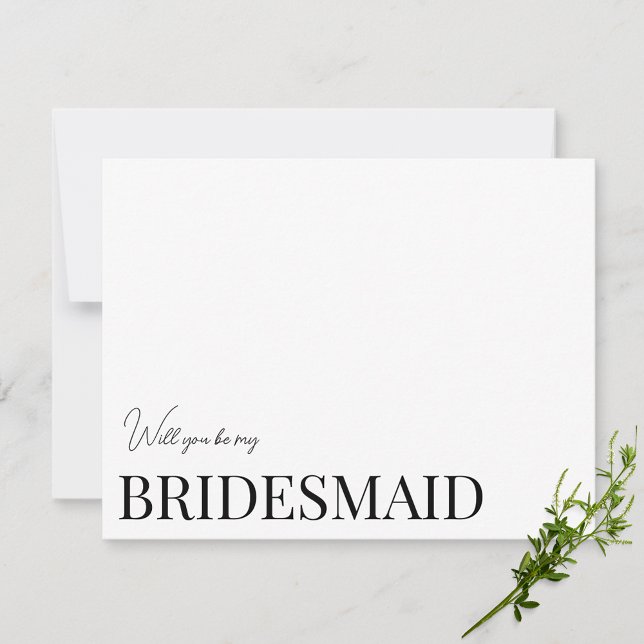 Modern & Elegant White bridesmaid proposal Card (Creator Uploaded)