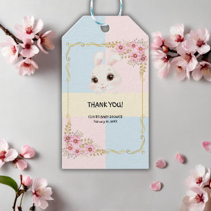 Modern Elegant White Bunny Baby Shower Gift Tags