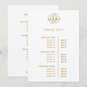 Modern Elegant White Business Logo Menu Price List