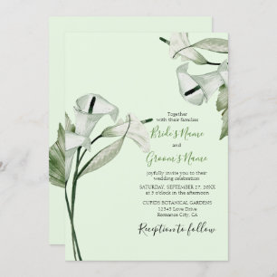 Modern Elegant White Calla Lilies Wedding Invitation