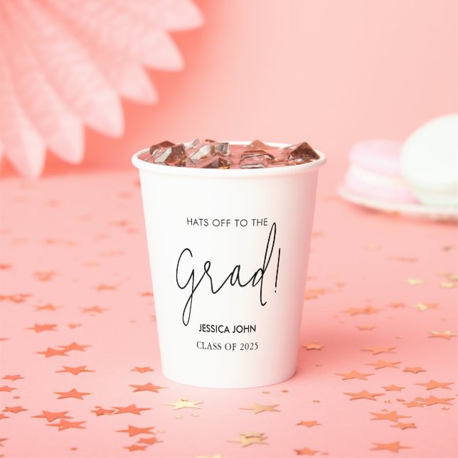 Modern Elegant White Congratulations Graduation  Paper Cups (Insitu)