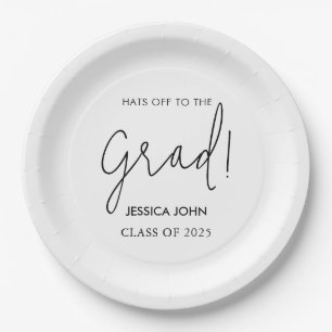 Modern Elegant White Congratulations Graduation  Paper Plate
