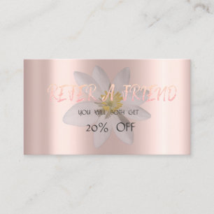 Modern Elegant White Daisy,Rose Gold Referral Card