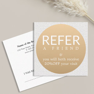 Modern Elegant White Faux Gold Beauty Referral Card