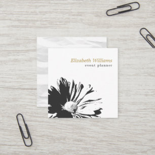 Modern Elegant White Floral Pattern Florist Square Business Card