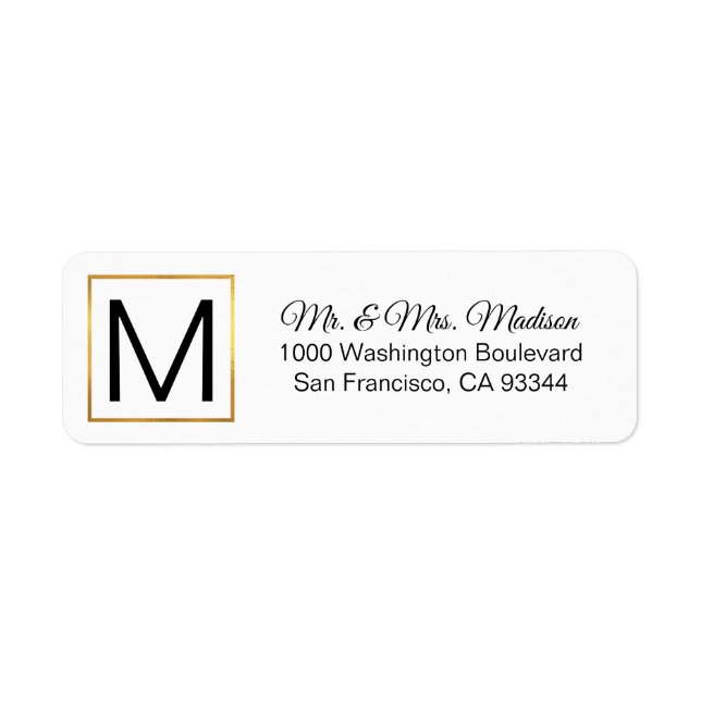 Modern Elegant White Gold Frame Monogram Initials (Front)