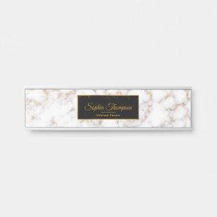 Modern Elegant White Gold Marble Name - Name Plate