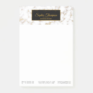 Modern Elegant White Gold Marble - Post-it® Notes