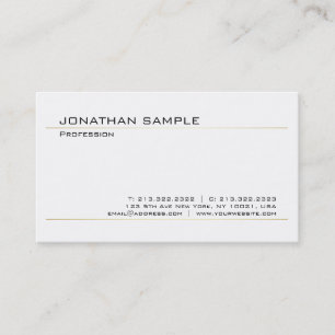 Modern Elegant White Gold Trendy Simple Design Business Card