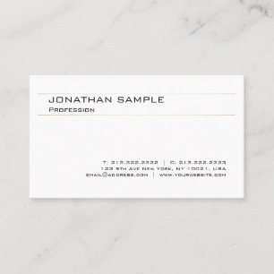 Modern Elegant White Gold Trendy Simple Design Business Card
