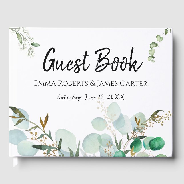 Modern Elegant White Guest Book (Front)