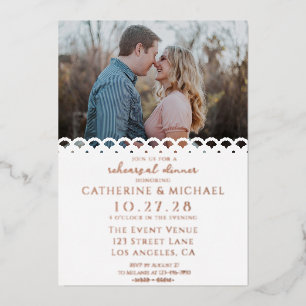 Modern Elegant White Lace Photo Rehearsal Dinner