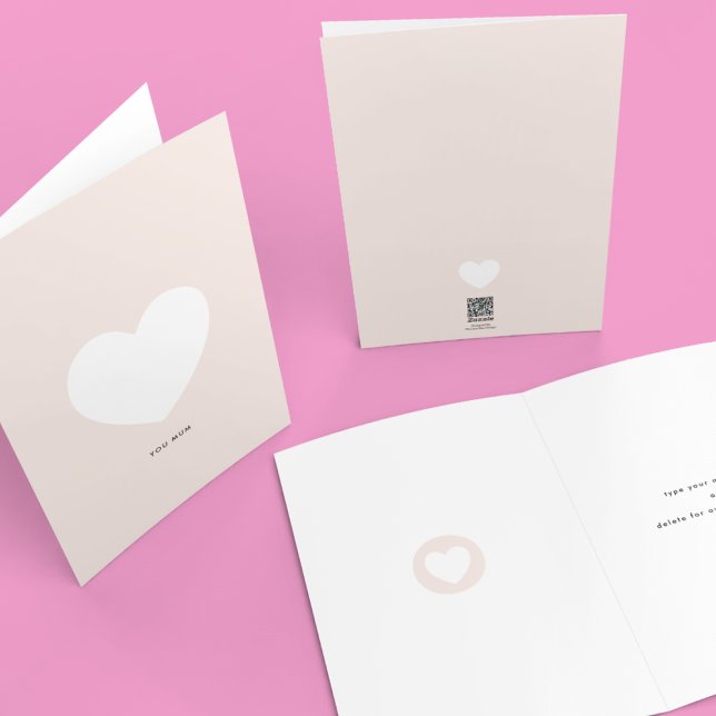 Modern Elegant White Light Pink Heart Mother's Day Card (Creator Uploaded)