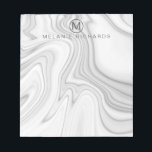 Modern Elegant White Marble Name Notepad<br><div class="desc">Modern elegant trendy white marble pattern illustration name  monogram notepad</div>