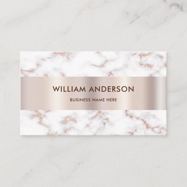 Modern Elegant White Marble Professional Classy  Business Card (Front)
