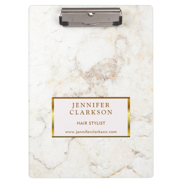 Modern elegant white marble professional clipboard (Front)