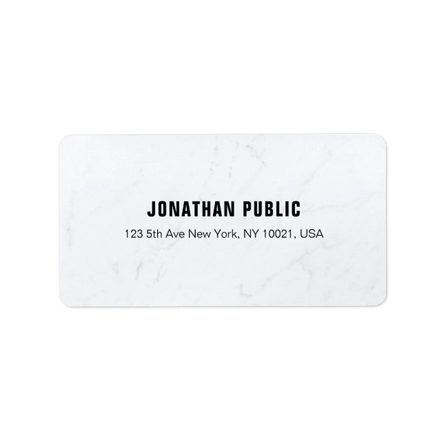 Modern Elegant White Marble Professional Simple Label (Front)