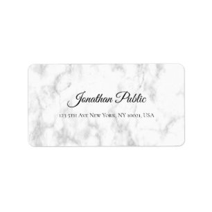 Modern Elegant White Marble Script Luxurious Top Label