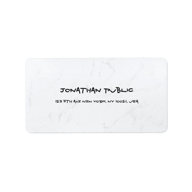 Modern Elegant White Marble Simple Plain Address Label (Front)