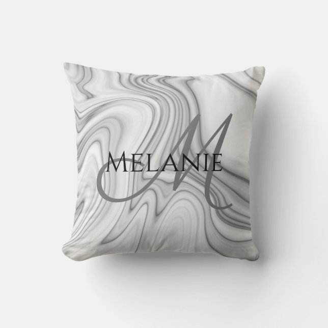 Modern Elegant White Marble Throw Pillow (Front)