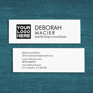 Modern Elegant White Mini Business Card with Logo